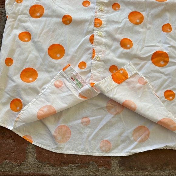 Seaplane XL Vibrant Orange Polka Dot Camp Button Down Men's Short Sleeve Shirt - Picture 7 of 11
